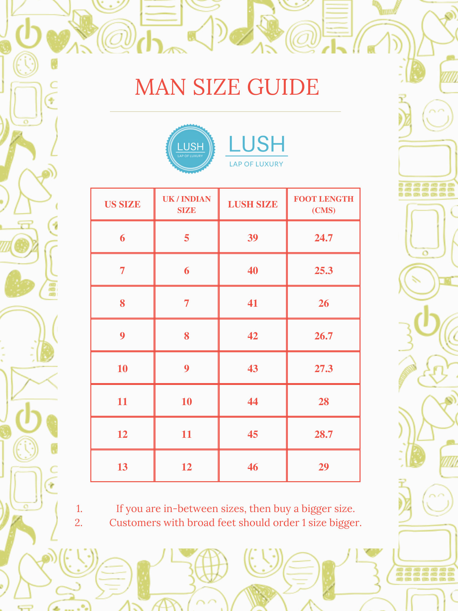 Men’s Shoes Size Chart